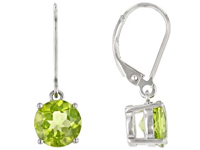 Green Peridot Sterling Silver Solitaire Earrings 4.50ctw