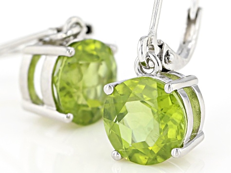 Green Peridot Sterling Silver Solitaire Earrings 4.50ctw - DOCZ67 