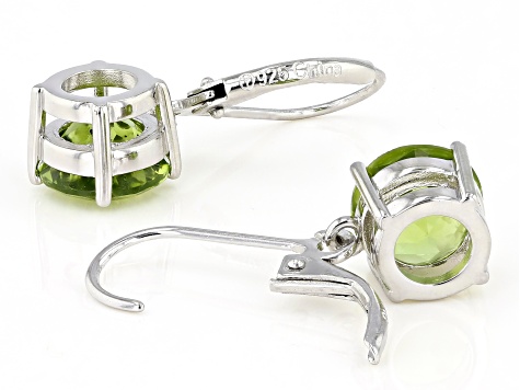Green Peridot Sterling Silver Solitaire Earrings 4.50ctw