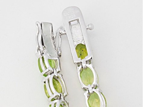 Green Peridot Rhodium Over Sterling Silver Tennis Bracelet 17.25ctw