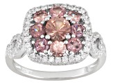Pink Color Shift Garnet Rhodium Over Sterling Silver Ring 2.50ctw