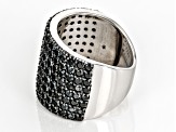 Black Spinel Rhodium Over Sterling Silver Ring 4.02ctw