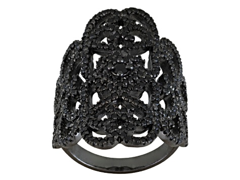 Black Spinel Black Rhodium Over Sterling Silver Ring 1.90ctw