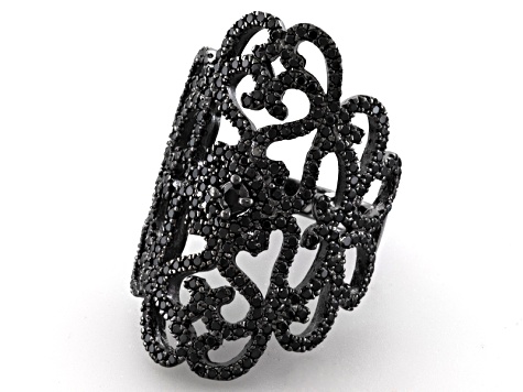 Black Spinel Black Rhodium Over Sterling Silver Ring 1.90ctw