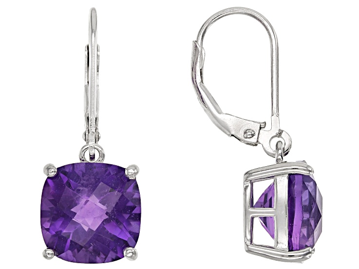 Purple African Amethyst Rhodium Over Sterling Silver