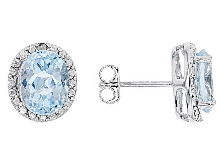 Sky Blue Topaz Sterling Silver Earrings 4.71ctw