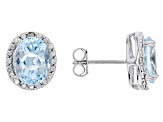 Sky Blue Glacier Topaz With White Diamond Sterling Silver Earrings 4.71ctw