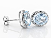 Sky Blue Glacier Topaz With White Diamond Sterling Silver Earrings 4.71ctw