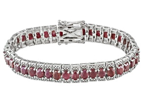 Red Indian Ruby Rhodium Over Sterling Silver Bracelet 16.96ctw