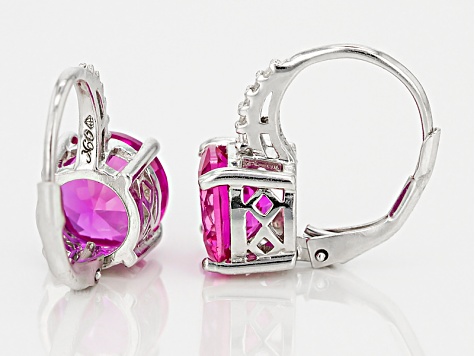 Pink Lab Created Sapphire Rhodium Over Sterling Silver
