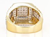 White Diamond Rhodium & 14K Yellow Gold Over Sterling Silver Mens Ring 0.75ctw