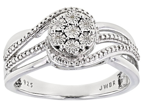 sterling silver diamond accent cluster ring