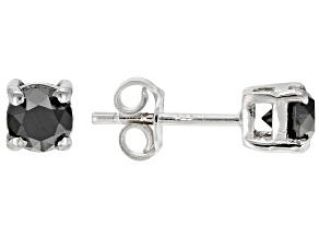 Black Diamond Rhodium Over Sterling Silver Stud Earrings 1.00ctw