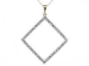 White Diamond 10k Yellow Gold Pendant With Chain 0.10ctw
