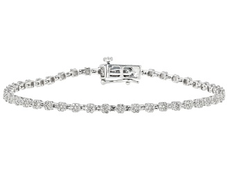 White Diamond 10k White Gold Tennis Bracelet 1.00ctw