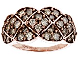 Champagne Diamond 18k Rose Gold Over Sterling Silver Band Ring 1.50ctw