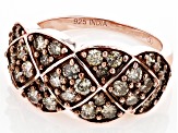 Champagne Diamond 18k Rose Gold Over Sterling Silver Band Ring 1.50ctw