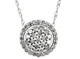 White Diamond 10k White Gold Cluster Pendant With Chain 0.25ctw