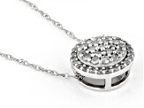 White Diamond 10k White Gold Cluster Pendant With Chain 0.25ctw