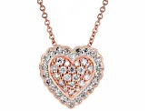 Pink And White Diamond 14k Rose Gold Heart Cluster Pendant With 18" Cable Chain 0.35ctw
