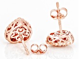 Pink And White Diamond 14k Rose Gold Heart Cluster Stud Earrings 0.35ctw