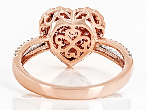 Pink And White Diamond 14k Rose Gold Heart Cluster Ring 0.40ctw