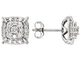 White Diamond 14k White Gold Cluster Stud Earrings 0.50ctw