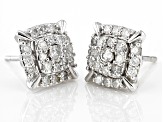 White Diamond 14k White Gold Cluster Stud Earrings 0.50ctw