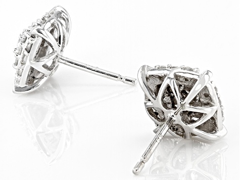 White Diamond 14k White Gold Cluster Stud Earrings 0.50ctw