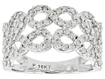 Picture of White Diamond 10k White Gold Infinity Band Ring 1.00ctw