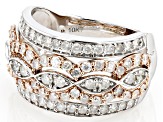 White Diamond 10k Two-Tone Gold Wide Band Ring 1.40ctw