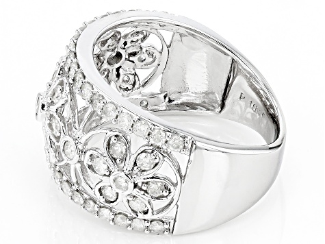 White Diamond 10k White Gold Open Design Band Ring 1.00ctw