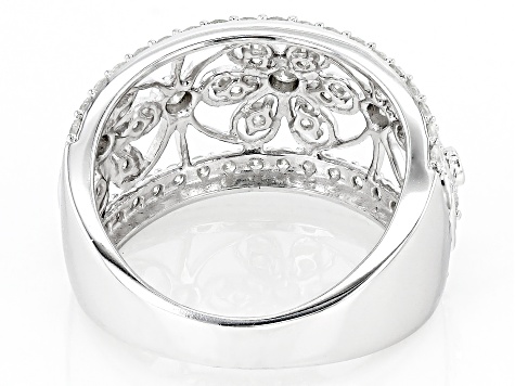 White Diamond 10k White Gold Open Design Band Ring 1.00ctw