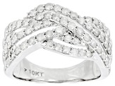 White Diamond 10k White Gold Crossover Ring 1.20ctw
