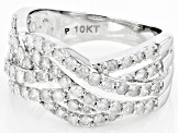 White Diamond 10k White Gold Crossover Ring 1.20ctw