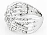 White Diamond 10k White Gold Crossover Ring 1.20ctw