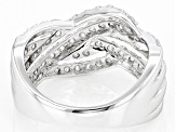 White Diamond 10k White Gold Crossover Ring 1.20ctw