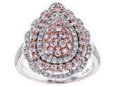 Natural Pink & White Diamond 14K White Gold Cluster Ring 1.20ctw