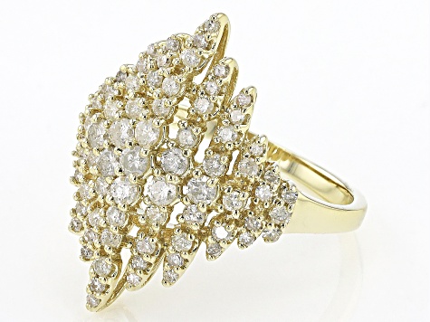 White Diamond 14k Yellow Gold Cluster Ring 1.00ctw