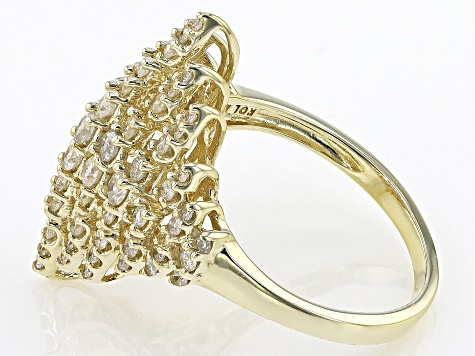 White Diamond 14k Yellow Gold Cluster Ring 1.00ctw