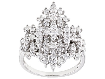 Picture of White Diamond 14k White Gold Cluster Ring 1.00ctw