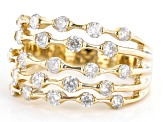 White Diamond 14k Yellow Gold Wide Band Ring 1.00ctw