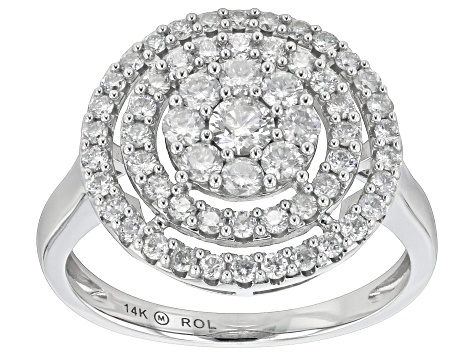 White Diamond 14k White Gold Cluster Ring 1.00ctw