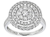 White Diamond 14k White Gold Cluster Ring 1.00ctw