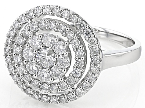 White Diamond 14k White Gold Cluster Ring 1.00ctw