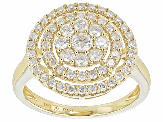 White Diamond 14k Yellow Gold Cluster Ring 1.00ctw