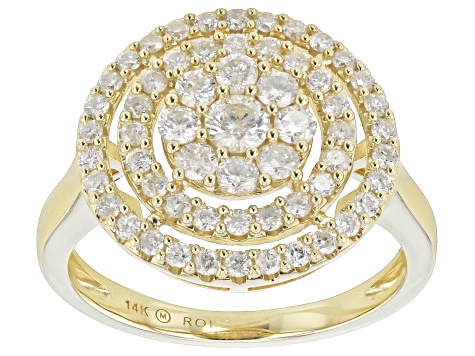 White Diamond 14k Yellow Gold Cluster Ring 1.00ctw