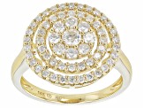White Diamond 14k Yellow Gold Cluster Ring 1.00ctw