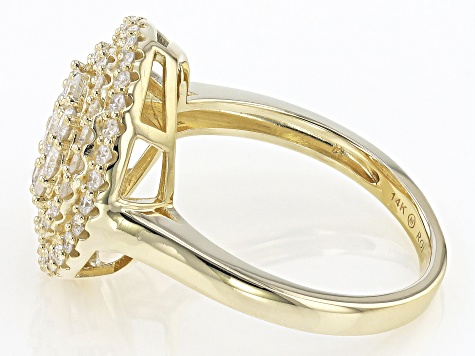 White Diamond 14k Yellow Gold Cluster Ring 1.00ctw