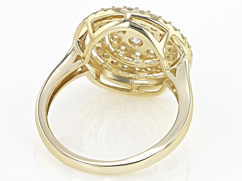 White Diamond 14k Yellow Gold Cluster Ring 1.00ctw